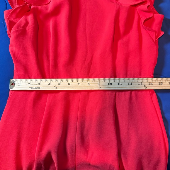 J Crew Jumpsuit Red Ruffle Short Sleeve Wide Leg Open Back, Size 4 - Picture 9 of 12